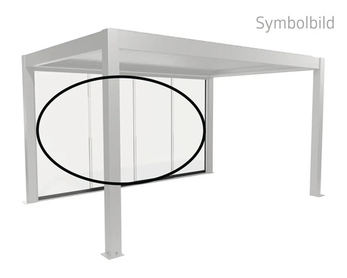 Glasschiebewand Biohort 4 m 365 x 9 x 235 cm quarzgrau Symbolbild eines Pavillons mit Glasschiebewänden