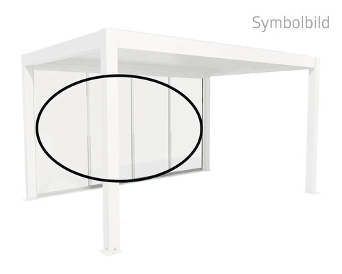Glasschiebewand Biohort 4 m 365 x 9 x 235 cm weiß Seitenwandelemente aus Glas an einem Pavillon