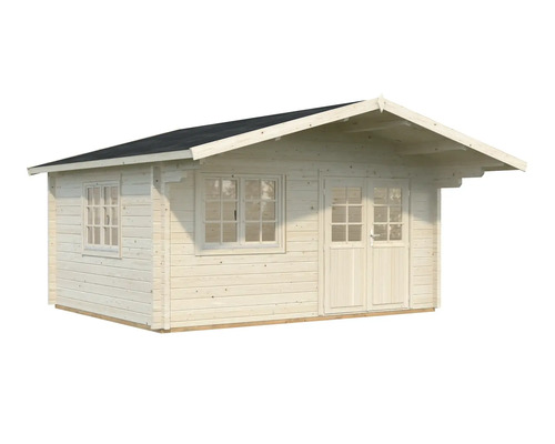 Holzgartenhaus mit Fenstern und Doppeltür