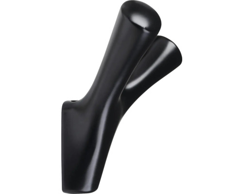 Schwarzer Doppelmantelhaken zur Wandmontage