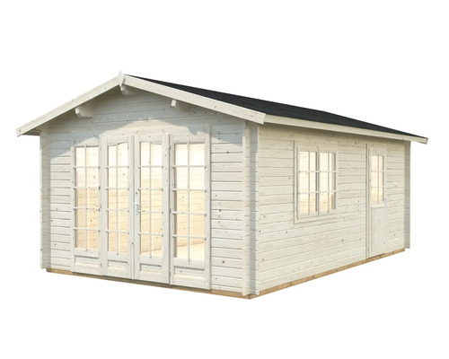 Gartenhaus aus Holz mit Fenstern und Tür