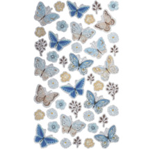 Dekorative Aufkleber mit Schmetterlingen, Blumen und Blättern