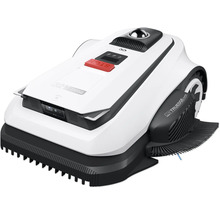 Mähroboter in Weiß und Schwarz