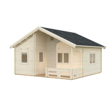 Holzgartenhaus mit Satteldach und Veranda