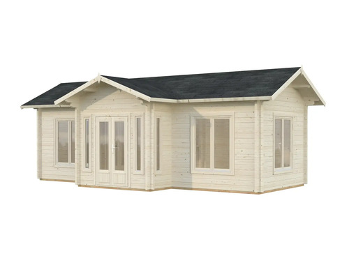 Holzgartenhaus mit Fenstern und Doppeltür