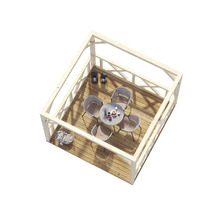 Holzterrasse mit Pavillon, Tisch und Stühlen