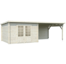 Holzgartenhaus mit Doppeltür und Anbau