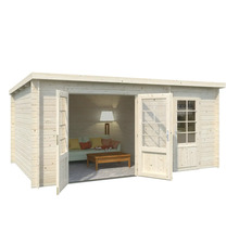 Holzgartenhaus mit Doppeltür und Fenstern