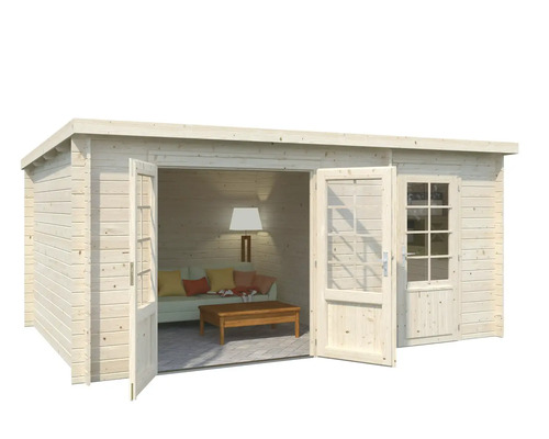 Holzgartenhaus mit Doppeltür und Fenstern