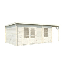 Gartenhaus aus Holz mit Doppeltür und Vordach