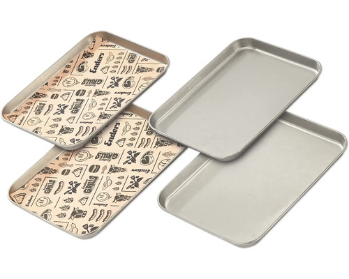 Dining Tray-Set 4-tlg. Enders Edelstahl Vier Grillschalen, zwei mit Grillsymbolen und zwei ohne, aus Metall