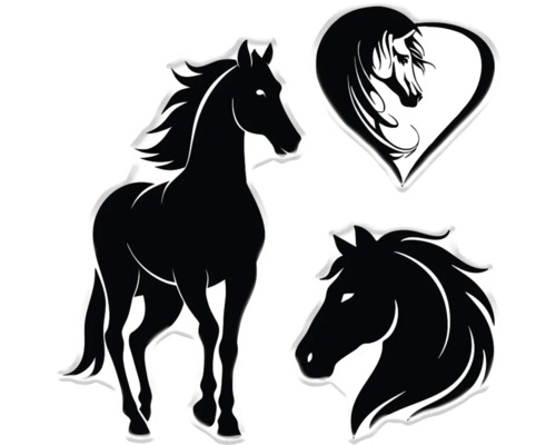 Illustration verschiedener Pferde Silhouetten