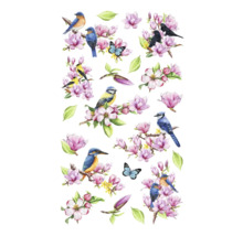 Wandaufkleber mit Vogel- und Blütenmotiven