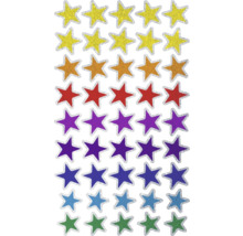 Mehrfarbige Sternaufkleber mit silbernem Rand
