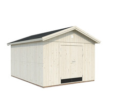 Gartenhaus aus Holz mit Satteldach und Tür