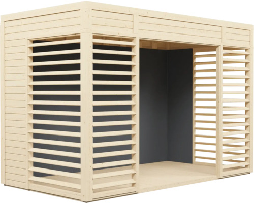 Holzgartenhaus mit Lamellenwänden
