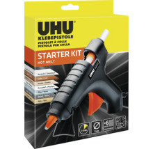 UHU Klebepistole Starter Kit Heißklebepistole für Keramik, Leder, Pappe, Kunststoff, Glas, Metall und Holz