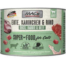Mac's Katzenfutter mit Ente, Kaninchen und Rind für ausgewachsene Katzen