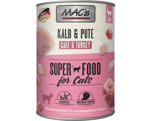 Mac's Katzenfutter Kalb und Pute für ausgewachsene Katzen