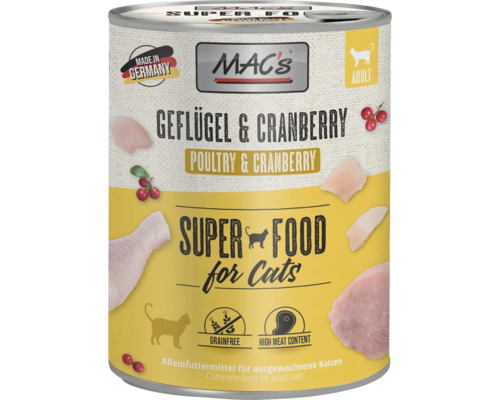 Mac's Katzenfutter Geflügel und Cranberry für ausgewachsene Katzen