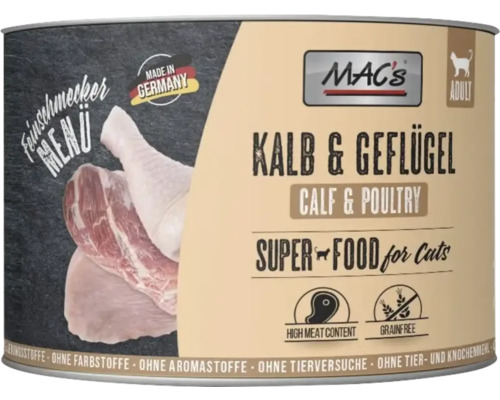 Mac's Katzenfutter Dose Kalb und Geflügel für ausgewachsene Katzen