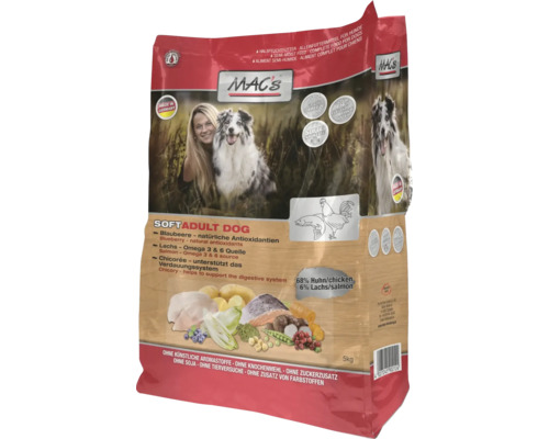 Mac's Soft Adult Dog Trockenfutter 5 Kilogramm Packung