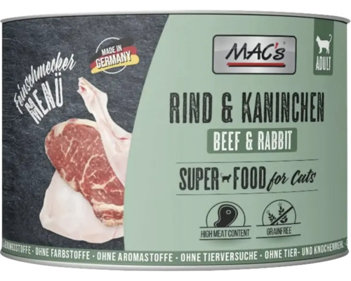 Macs Katzenfutter Rind und Kaninchen in einer Dose