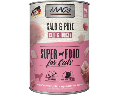 MAC's Katzenfutter Kalb und Pute für ausgewachsene Katzen in Konservendose