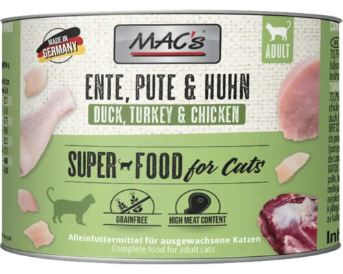 Mac's Katzenfutter Ente, Pute und Huhn in einer Dose