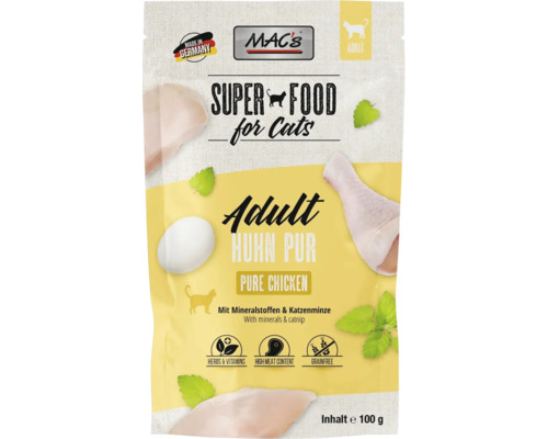 Mac's Superfood Adult Huhn Pur Katzenfutter im 100 Gramm Beutel