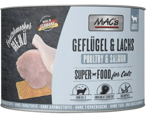 Mac's Katzenfutter Geflügel und Lachs in der Konservendose