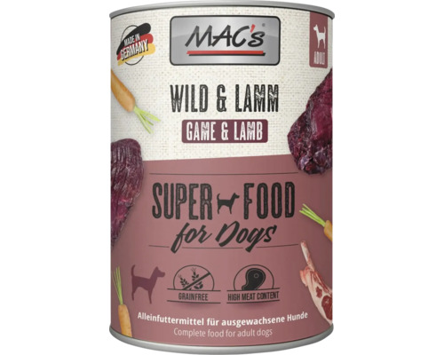 Mac's Hundefutter Wild und Lamm in der Konservendose