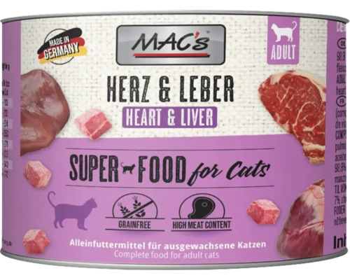 Mac's Katzenfutter Herz und Leber für ausgewachsene Katzen