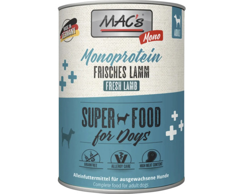 Mac's Monoprotein Hundefutter mit frischem Lamm für ausgewachsene Hunde