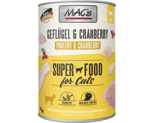 Mac's Katzenfutter Geflügel und Cranberry in Dose