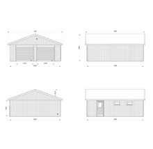 Technische Zeichnung einer Doppelgarage mit Abmessungen