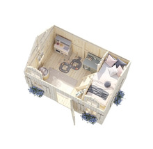 Kinder Spielhaus mit Möbeln von oben betrachtet