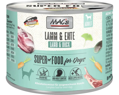 MAC's Hundefutter Lamm und Ente Dose