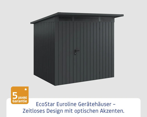 EcoStar Euroline Gerätehaus mit fünf Jahren Garantie