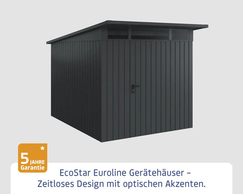 EcoStar Euroline Gerätehaus mit Flachdach und seitlicher Tür