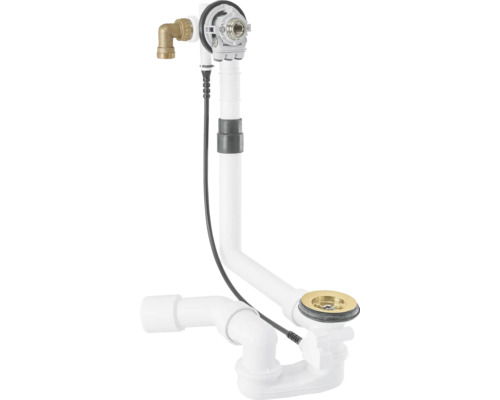 Wannen Ab- und Überlaufgarnitur Alca mit Excenter gold Ablaufgarnitur mit Anschluss für Waschmaschine oder Geschirrspüler