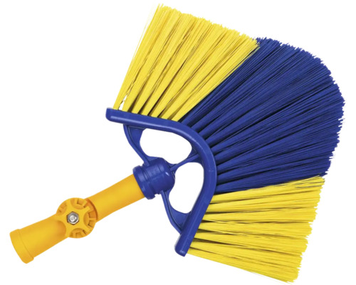 Eckenbesen mit gelben und blauen Borsten