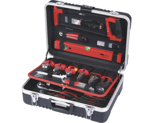 Offener Werkzeugkoffer mit verschiedenen Werkzeugen