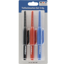 Set mit drei Tieflochmarkern mit Acrylfaserspitze und permanenter Tinte