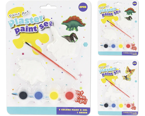 Gipsfiguren Malset mit Farben und Pinsel