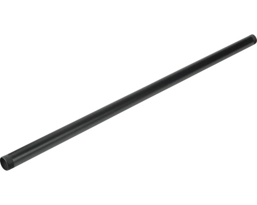 Schwarzes Stahlrohr mit Gewinde.