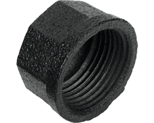 Schwarze Tempergusskappe mit Innengewinde