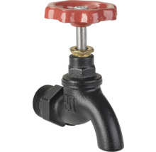 Ventilhahn aus Metall mit rotem Griff