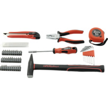 HM Müller Werkzeugset mit Hammer, Schraubendreher, Zange, Messer, Maßband und Inbusschlüsseln