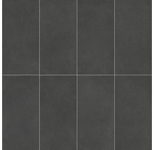 Rechteckige, dunkle Bodenfliesen aus Steinzeug, aneinandergereiht.